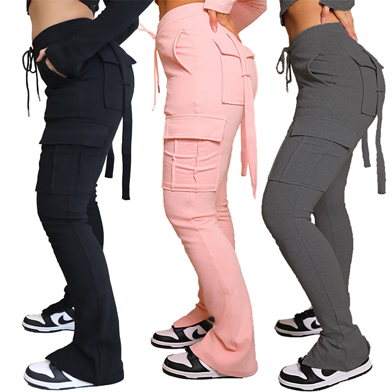 Wide Leg Cargo Pants With Pocket Drawstring