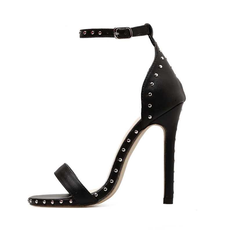 Leather Strap studded Super High Heels