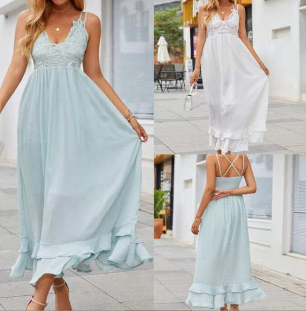 Lace Shoulder Strap Bohemian Dress