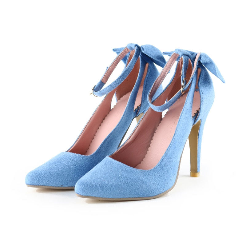 Pointed Toe Buckle Strap Butterfly High Heels