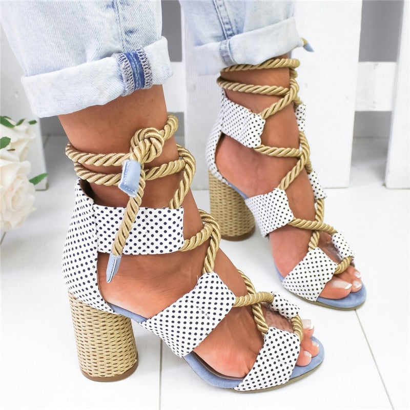 Hemp Lace Wedge Espadrilles Heels