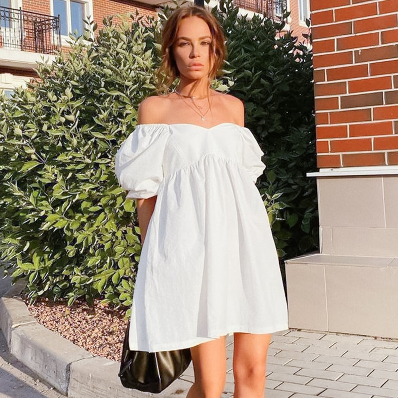 Off Shoulder Big Puff Sleeve Dress