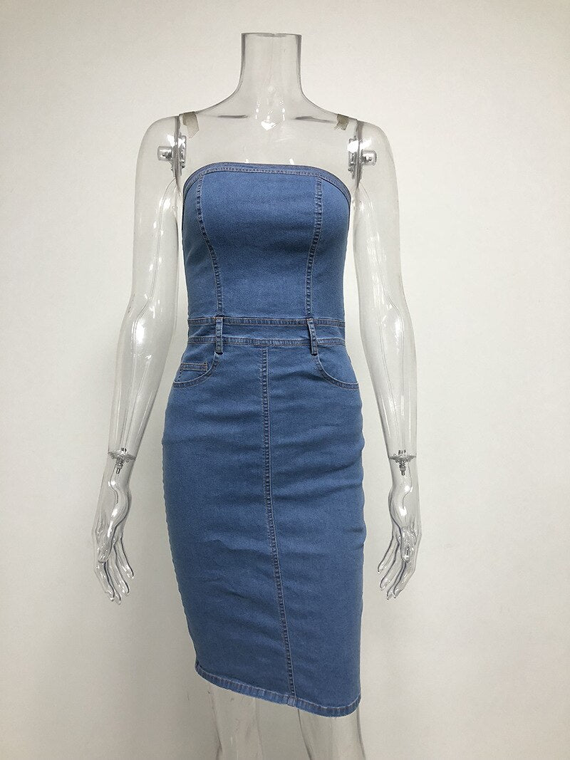 Denim Strapless Dress