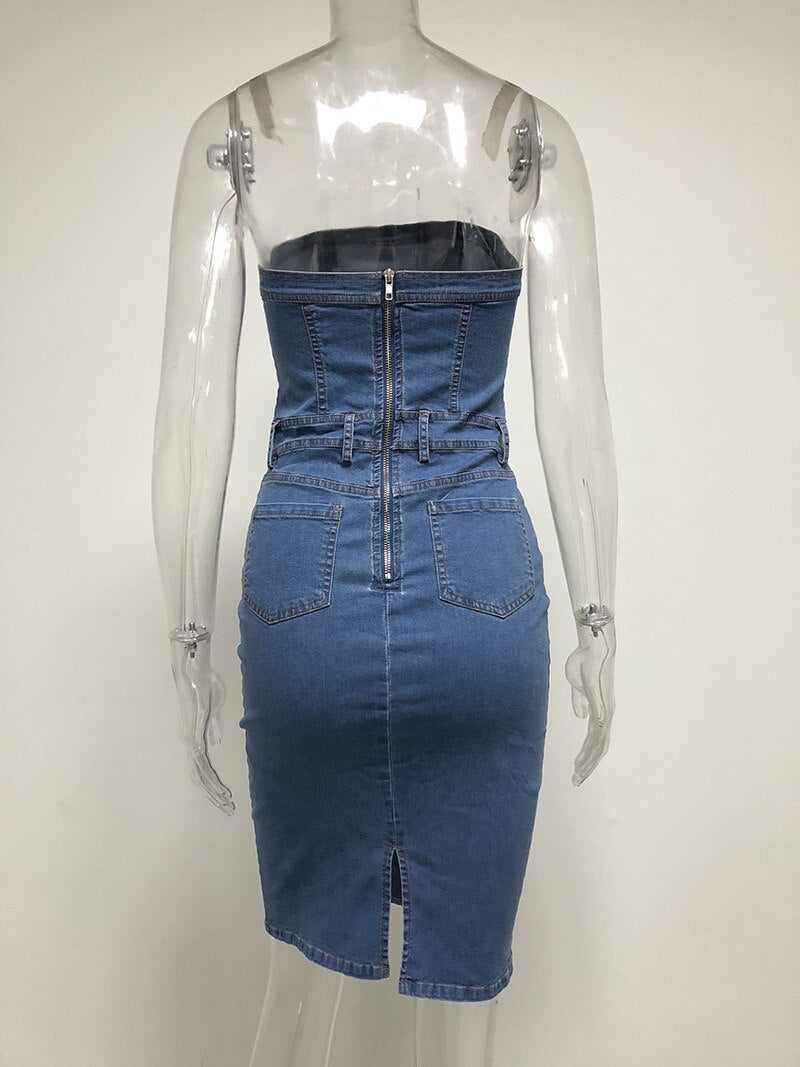 Denim Strapless Dress