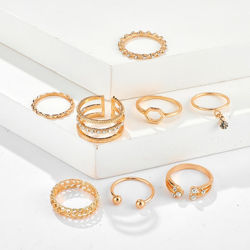 Bohemian 8pcs/sets Geometric Rings