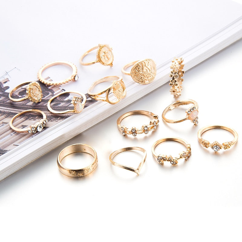 Fatima 15 Pcs/set Virgin Mary Gold Rings