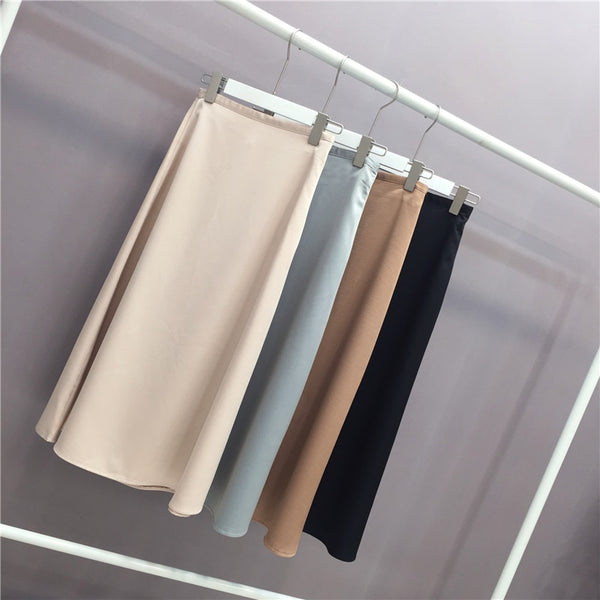 High Waist Glossy Satin Skirt