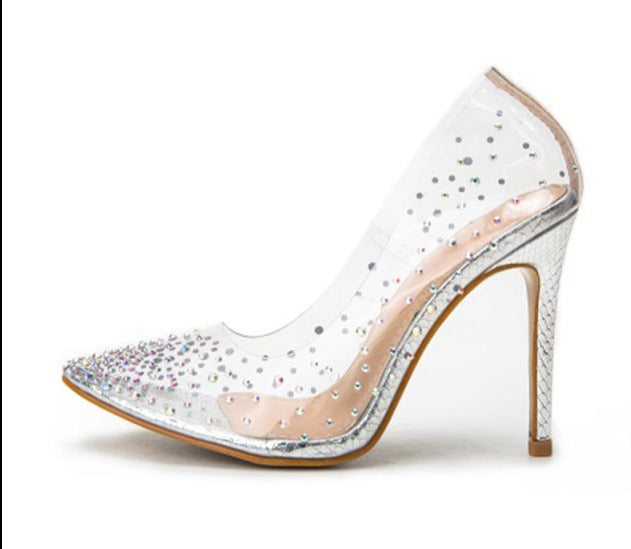 Rhinestones PVC Transparent Stilettos