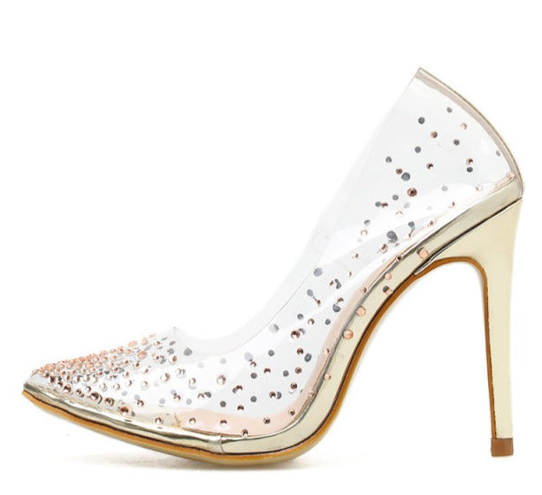 Rhinestones PVC Transparent Stilettos