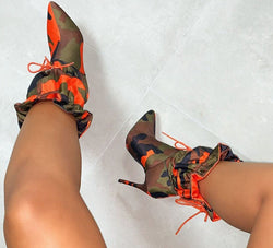 Camouflage Ankle Stiletto Boots