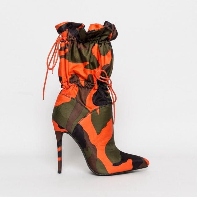 Camouflage Ankle Stiletto Boots