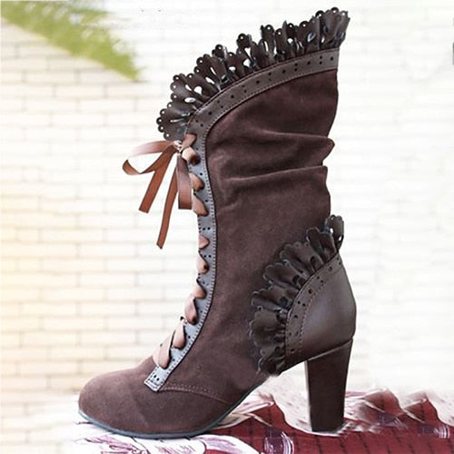 Botas vintage de gamuza de cuero steampunk