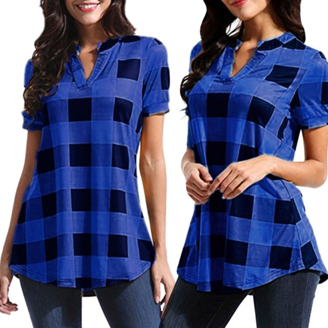 Loose Plaid Blouse