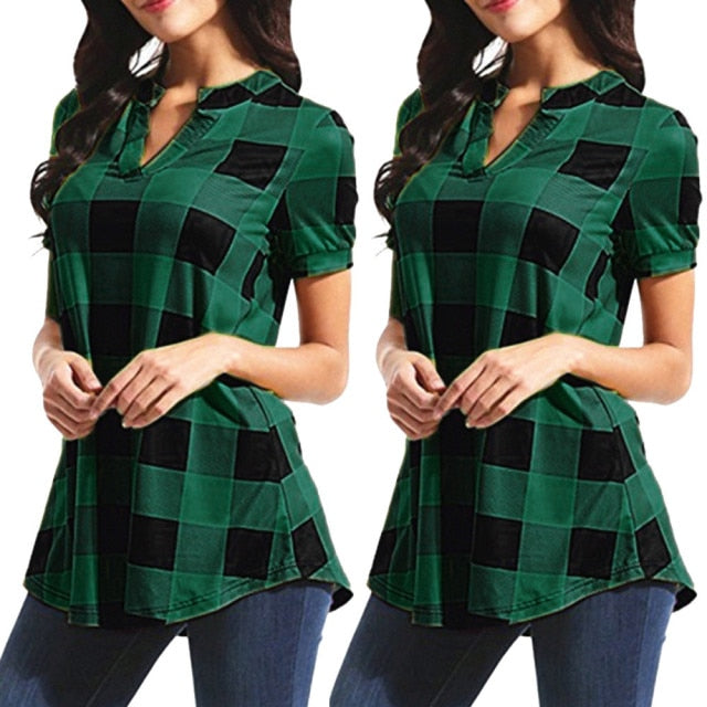 Loose Plaid Blouse