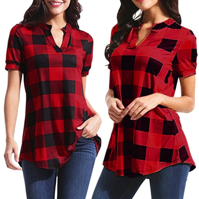 Loose Plaid Blouse