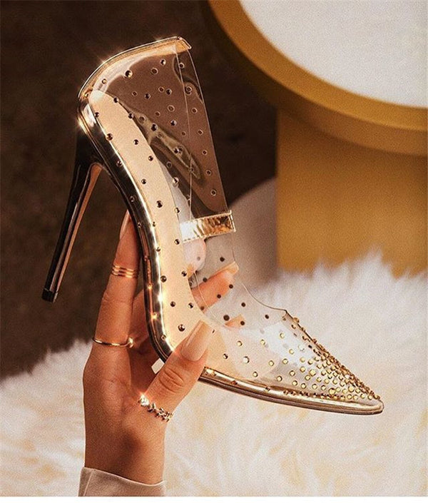 Rhinestones PVC Transparent Stilettos