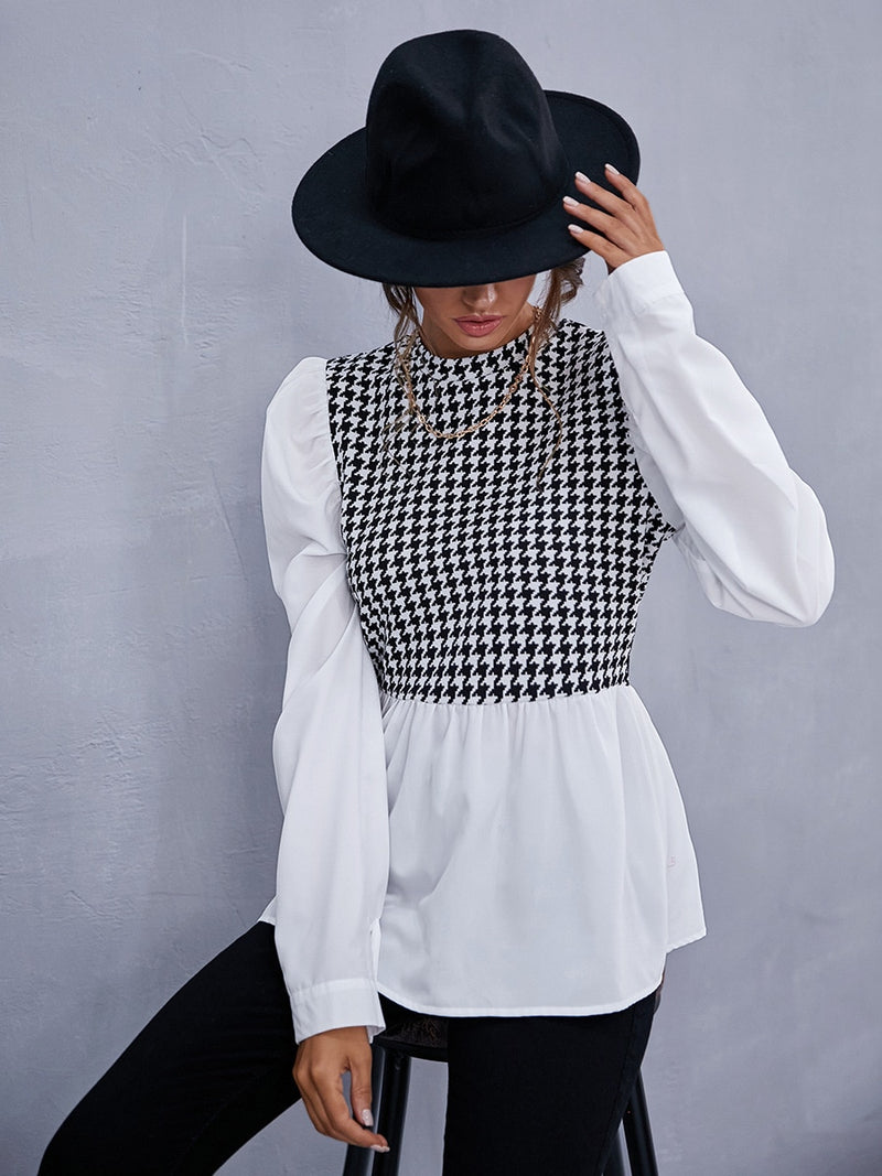 Houndstooth Ruffle Shirt