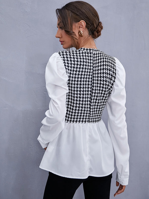 Houndstooth Ruffle Shirt