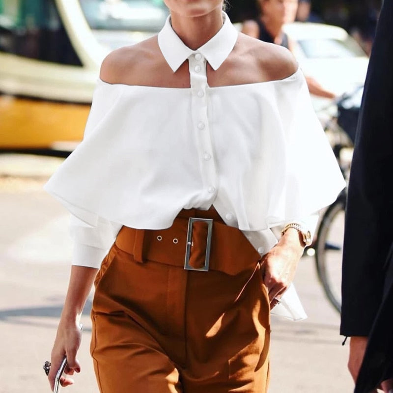 Off Shoulder White Top Tunic