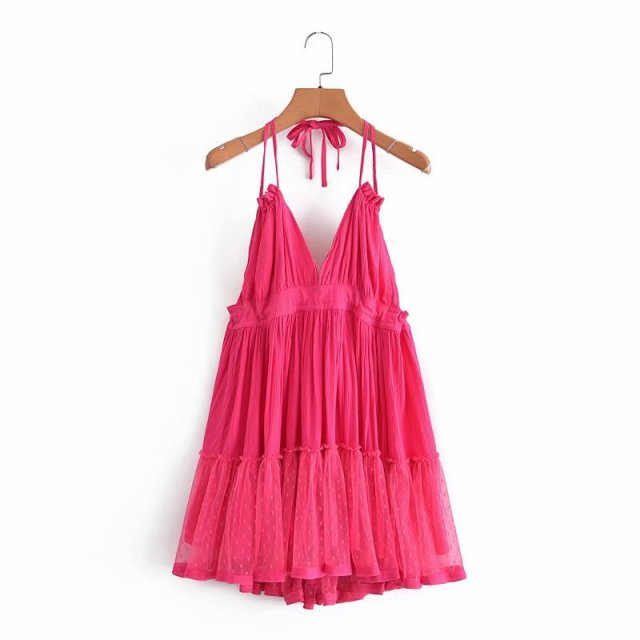 Boho Hollow Tie Back Spaghetti Strap Midi Dress