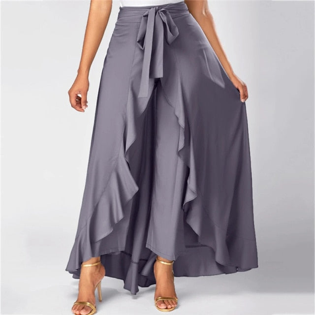 Elegant Long Dress and Pants Combo High Split