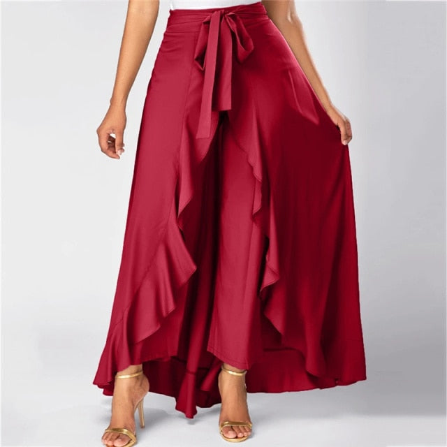 Elegante combo de vestido largo y pantalón con abertura alta