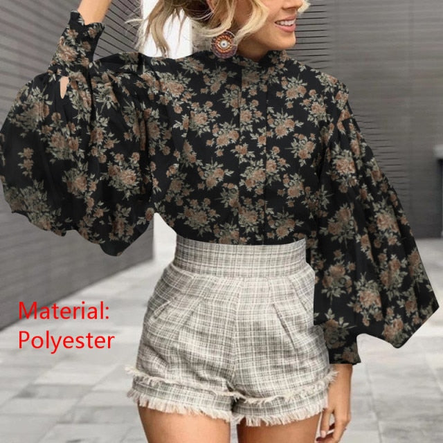 Lantern Sleeve Elegant Party Blouse