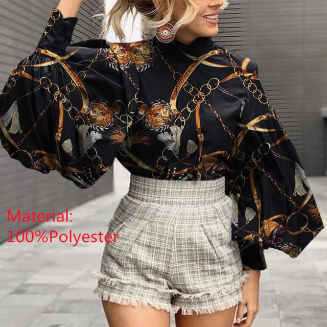 Lantern Sleeve Elegant Party Blouse