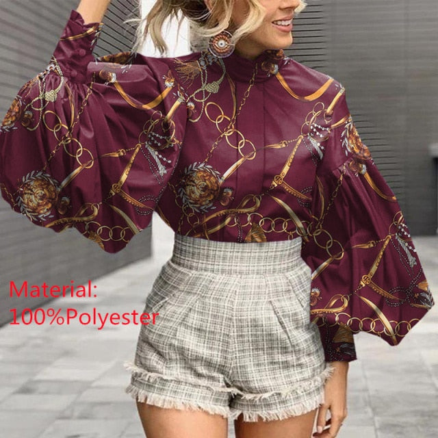 Lantern Sleeve Elegant Party Blouse