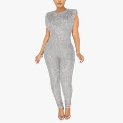 High Waist Sequined Sleeveless Jumpsuits